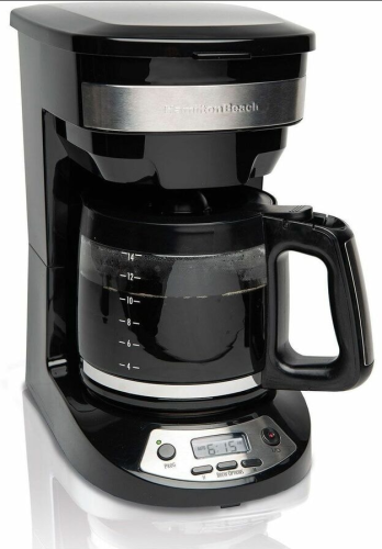 Hamilton Beach Programmable Coffee Maker - Programmable - Black, Stainless Steel - Borosilicate Glass Carafe