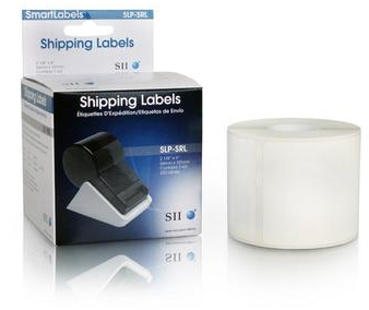 Seiko Self-adhesive Shipping Labels - 2 1/8" (53.85 mm) Width x 4" (101.60 mm) Length - Permanent Adhesive - Rectangle - Direct Thermal - White - Paper - 220 / Roll - 220 / Box