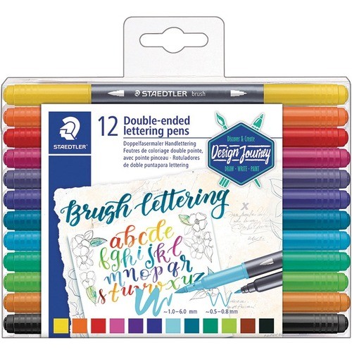 Staedtler Double-Ended Lettering Pens Assorted Colours 12/PK