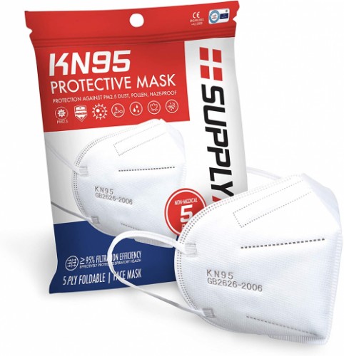 KN95 White Disposable Masks - 5 layers of protection - 5/pk