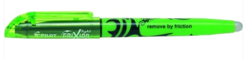 Pilot Erasable Highlighter - Chisel Marker Point - Erasable - Fluorescent Green Ink - Liquid - Rubber Tip Green 12/BX