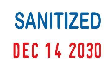 Trodat 4911 Self-Inking Stamp - Sanitized - Message/Date Stamp - "Sanitized" - Blue, Red - Recycled