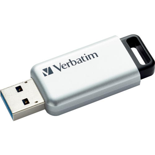 Verbatim 64GB Store'n' Go Secure Pro USB 3.0 Flash Drive with AES 256 Hardware Encryption - Silver - 64 GB - USB 3.0 - Silver - 256-bit AES - Lifetime Warranty - 1 Each