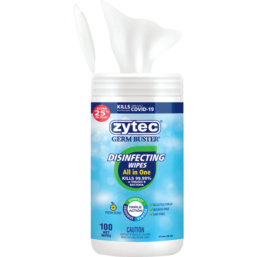 Zytec Disinfecting Wipes All in One 100 Wipes ReadyToUse Wipe