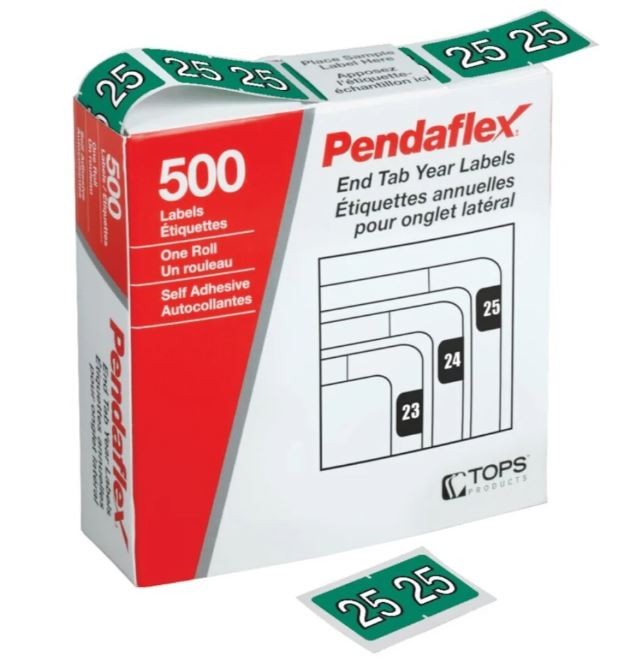 Pendaflex® Labels Year 2025 Dark Green 500/box Mills Office