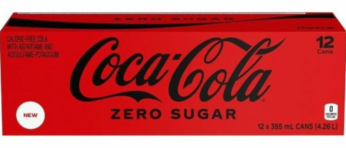 Coke Zero Zero Sugar - Ready-to-Drink - Sugar Free - 355 mL - 12 / Carton
