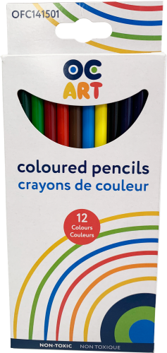 PENCIL CRAYONS OC ASSORTED COLOURS 12/BOX