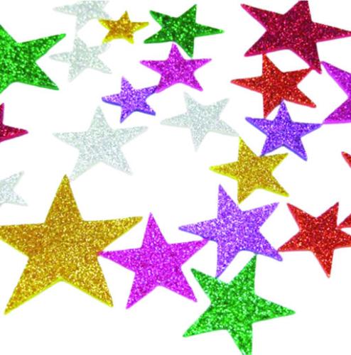 FOAM SELF-ADHESIVE GLITTER STAR SHAPES CLASSPACK 120/BAG