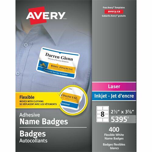 NAME TAGS - AVERY WHITE 2-1/3" x 3-3/8" 400/BOX