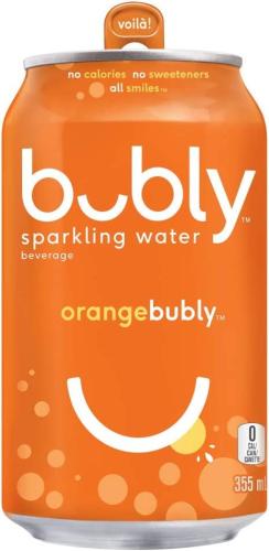 SPARKLING WATER, BUBLY, ORANGE, 355mL, 12/CASE