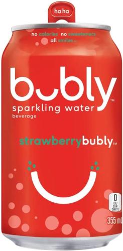 SPARKLING WATER, BUBLY, STRAWBERRY, 355mL, 12/CASE