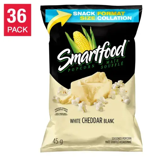SMARTFOOD WHITE CHEDDAR POPCORN, 36 x 45g