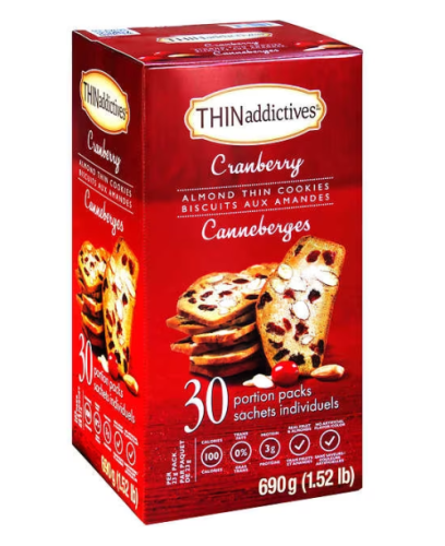 THINaddictives CRANBERRY ALMOND THIN COOKIES 30/BOX