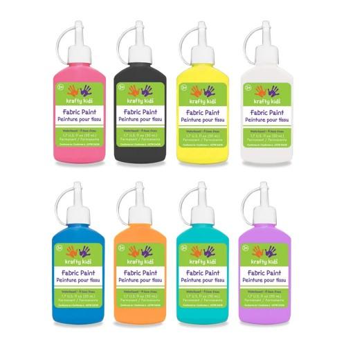 FABRIC PAINT 50ml BOTTLES OF ASSORTED COLOURS 8/PKG