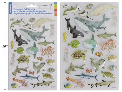 STICKERS, EMBOSSED FOIL SEALIFE SERIES