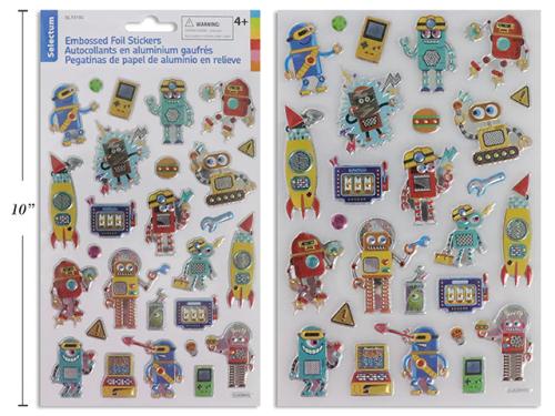 STICKERS, EMBOSSED FOIL TOY ROBOTS SERIES