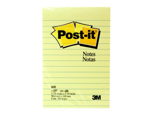 POST-IT NOTES 4" x 6" RULED YELLOW