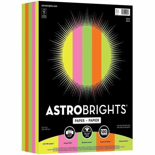 PAPER, ASTROBRIGHTS 24lb 8.5" x 11" 500/PKG "NEON"