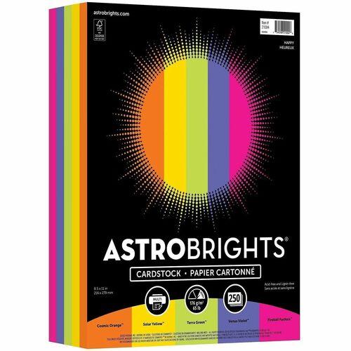 CARDSTOCK, ASTROBRIGHTS 65lb 8.5" x 11" HAPPY NEON 250/PKG