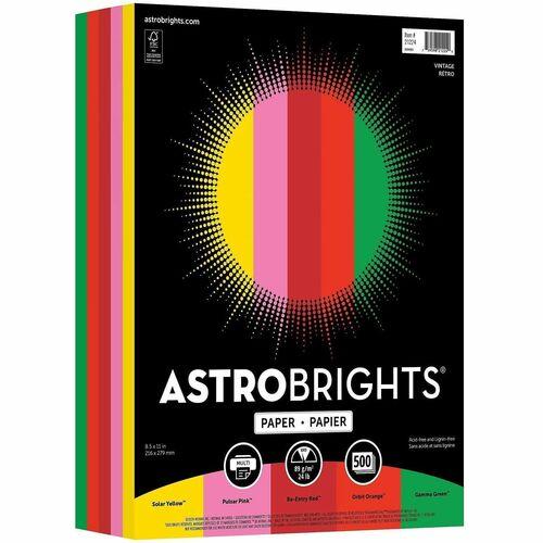 PAPER, ASTROBRIGHTS 24lb 8.5" x 11" ASSTORTED 500/PKG