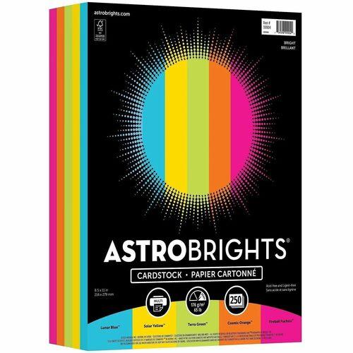CARDSTOCK, ASTROBRIGHTS 65lb 8.5" x 11" 250/PKG "BRIGHT"