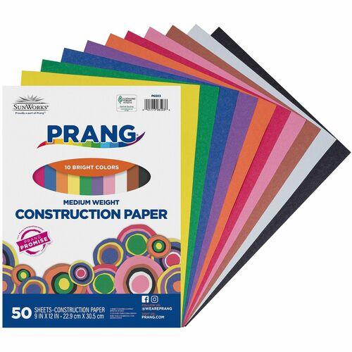 CONSTRUCTION PAPER 9" x 12" ASSORTED COLOURS 50/PKG