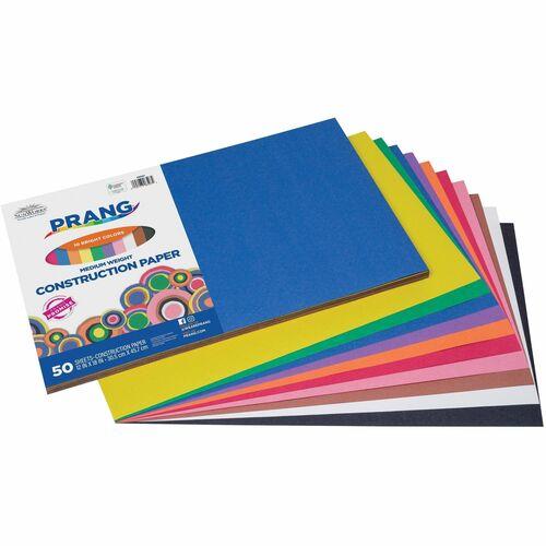 CONSTRUCTION PAPER 12" x 18" ASSORTED COLOURS 50/PKG