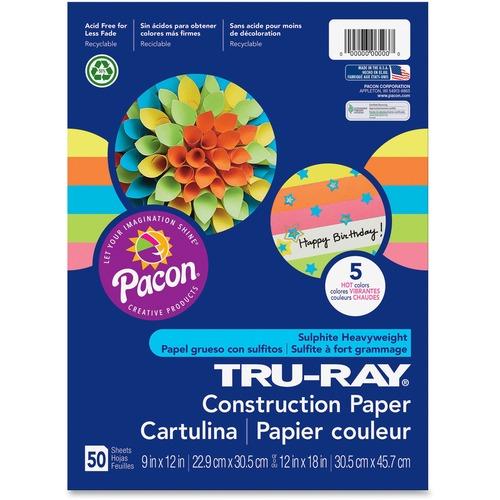 CONSTRUCTION PAPER 9" x 12" HOT COLOURS 50/PKG