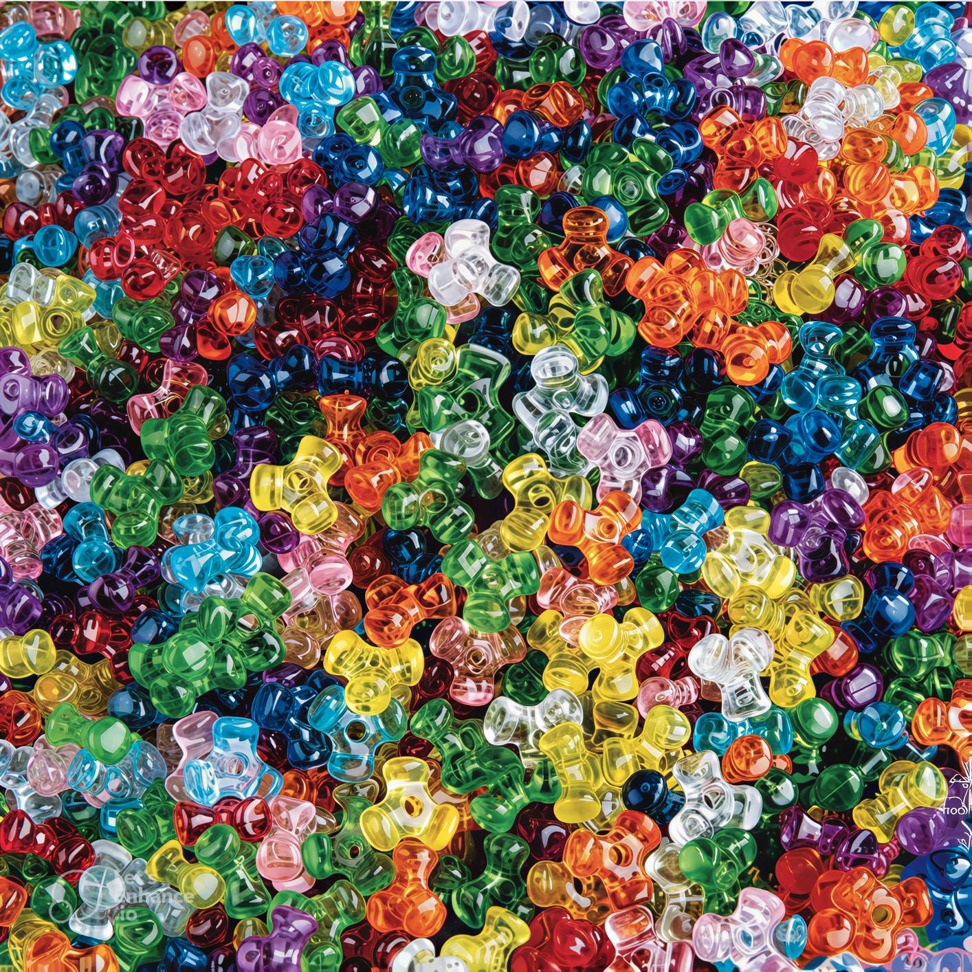TRANSPARENT TRI BEADS ASSORTED COLOURS 1000/PKG