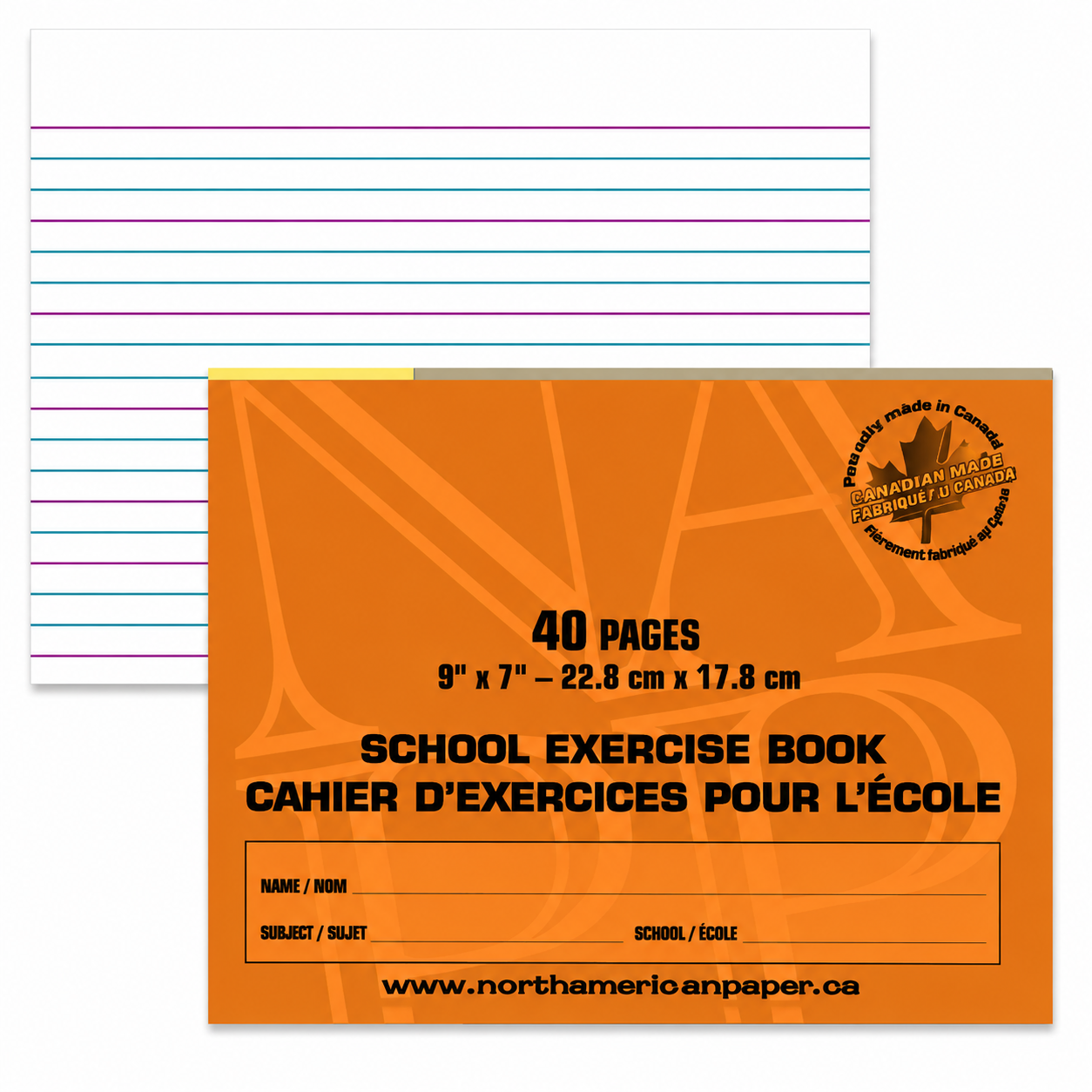 EXERCISE BOOK 9" x 7" 40 PG RBBR LINED 3/16" 25/PKG