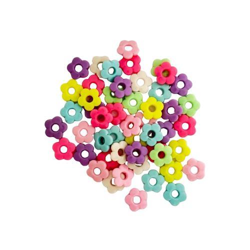 FLOWER BEADS ASSORTED COLOURS 50/PKG