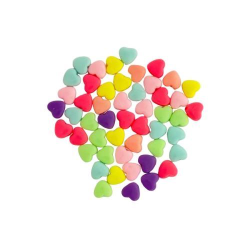 HEART BEADS ASSORTED COLOURS 50/PKG