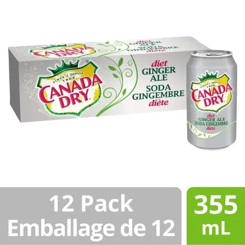 DIET CANADA DRY GINGER ALE 355ml 12/CASE