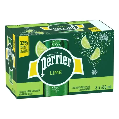 CARBONATED NATURAL SPRING WATER, PERRIER, LIME 300ml 8/CASE