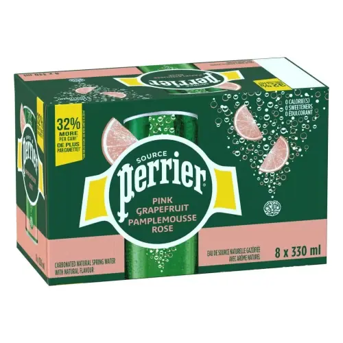 CARBONATED NATURAL SPRING WATER, PERRIER, PINK GRAPEFRUIT 300ml 8/CASE