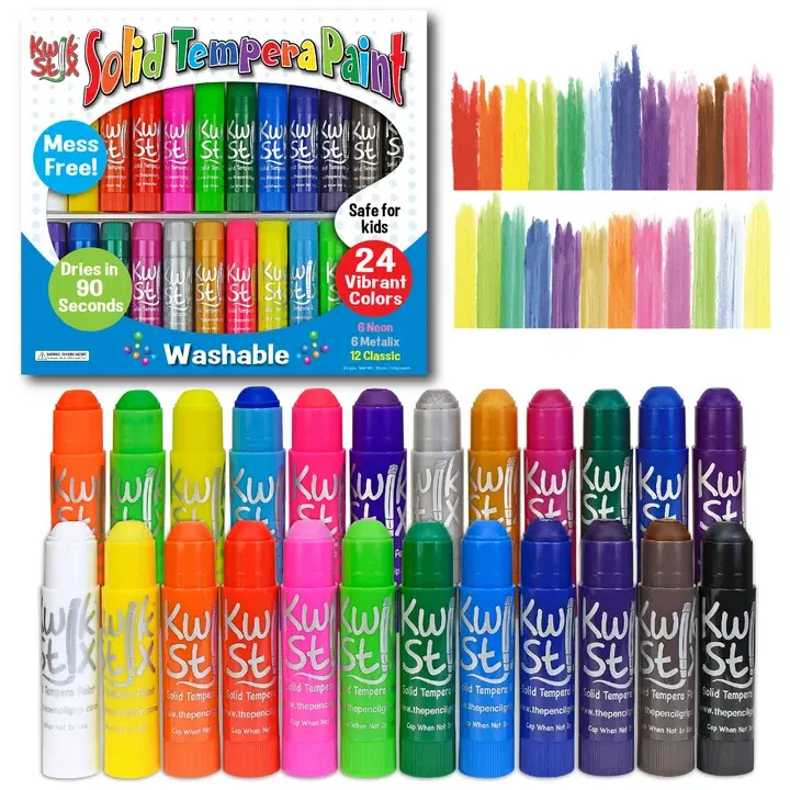KWIK STIX WASHABLE PAINT STICKS, ASSORTED COLOURS 24/PKG