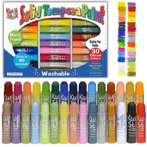 KWIK STIX WASHABLE PAINT STICKS, ASSORTED COLOURS 30/PKG