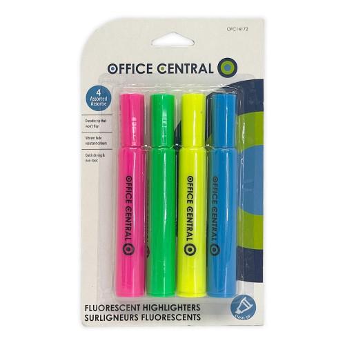 HIGHLIGHTER - DESK STYLE CHISEL TIP ASSORTED 4/PKG