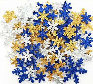 SELF-ADHESIVE FOAM  GLITTER SNOWFLAKES 72/PKG