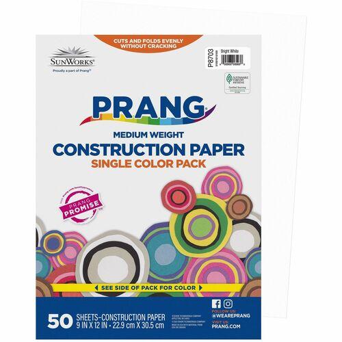 CONSTRUCTION PAPER 9" x 12" BRIGHT WHITE 50/PKG