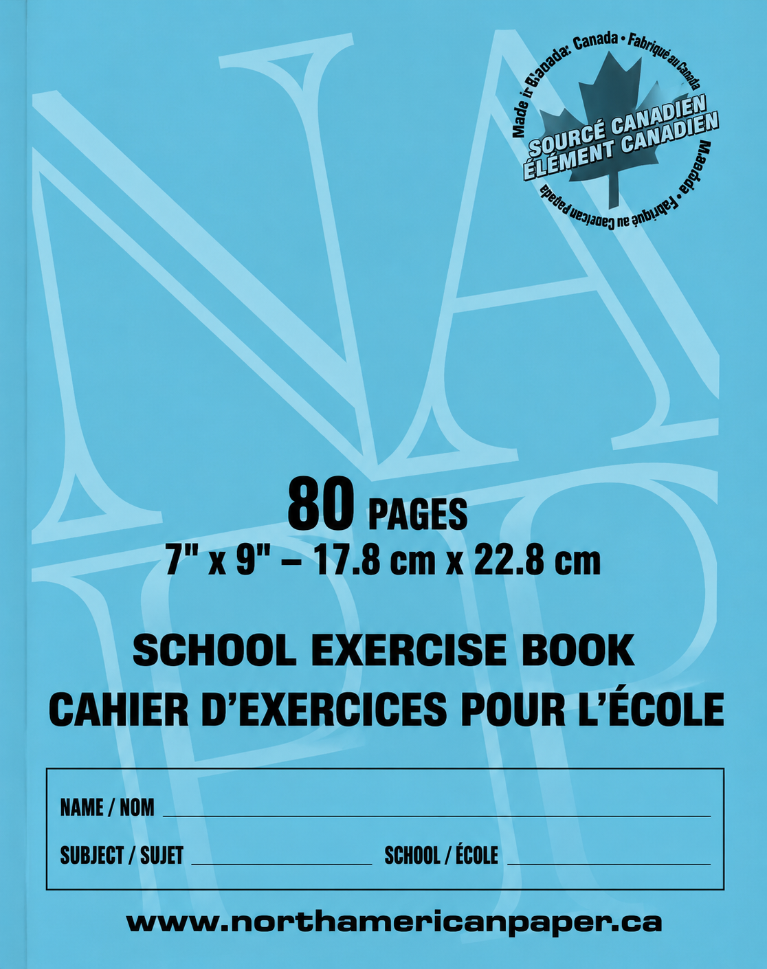 EXERCISE BOOK 7" x 9" 80 PG 5/16" BLUE LINED 20/PKG