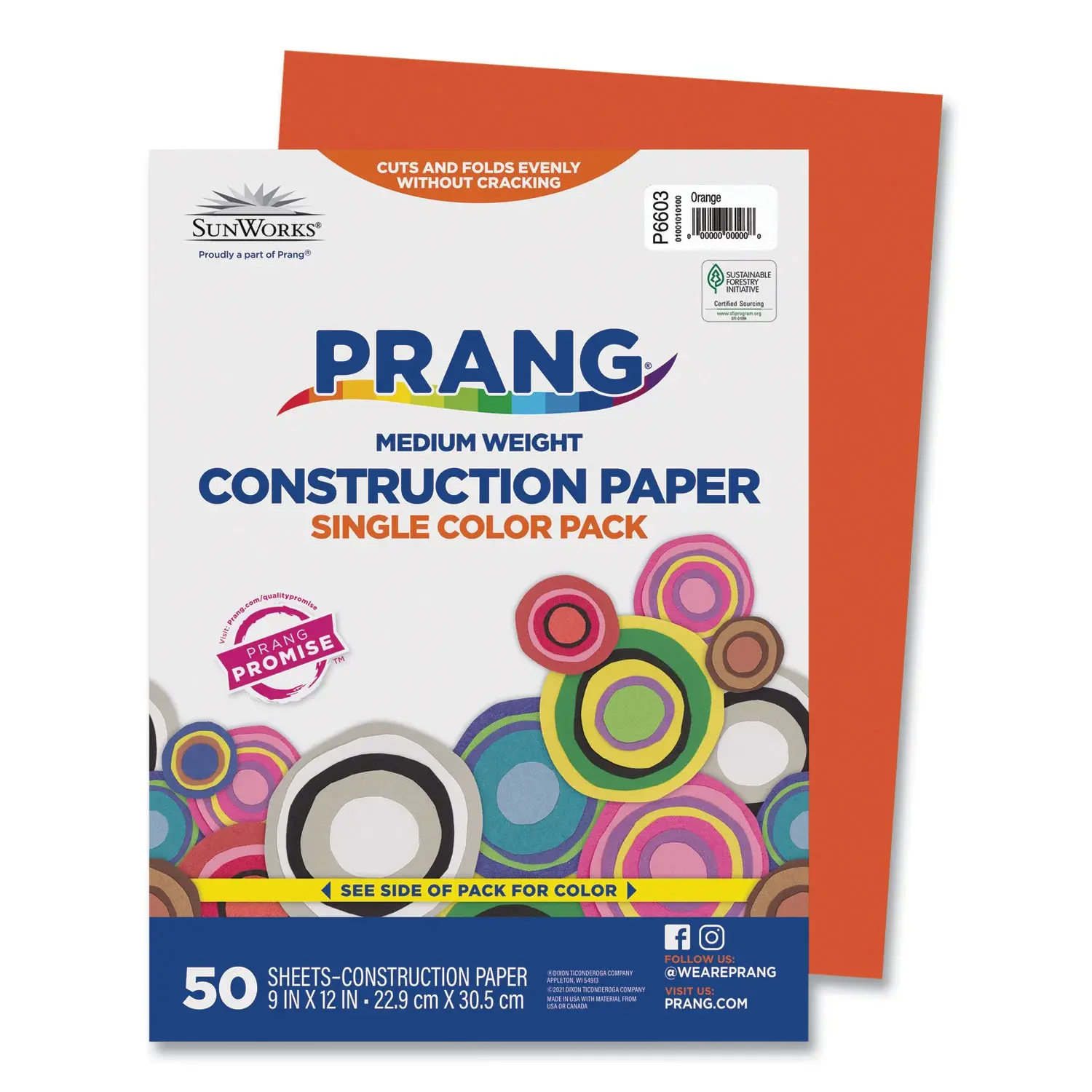CONSTRUCTION PAPER 9" x 12" ORANGE 50/PKG