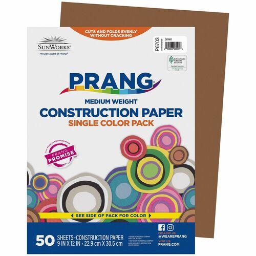 CONSTRUCTION PAPER 9" x 12" BROWN 50/PKG
