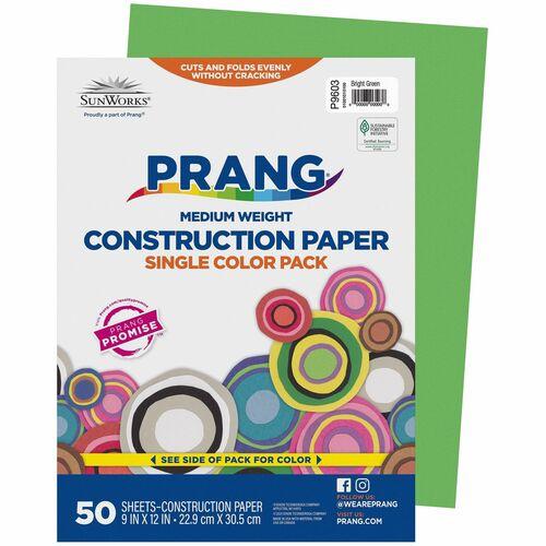 CONSTRUCTION PAPER 9" x 12" BRIGHT GREEN 50/PKG