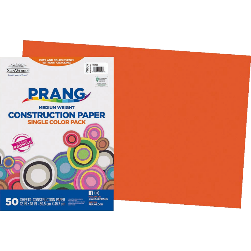 CONSTRUCTION PAPER 12" x 18" ORANGE 50/PKG