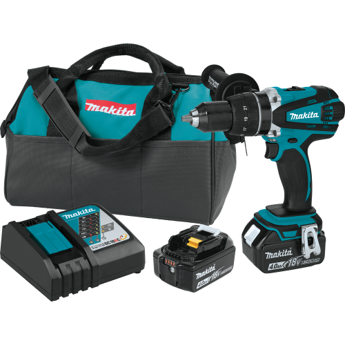 MAKITA XFD03M 18V LXT® Lithium-Ion Cordless 1/2" Driver-Drill Kit, 750 in. lbs. torque, 2-speed, var. spd., L.E.D. Light, bag (4.0Ah)