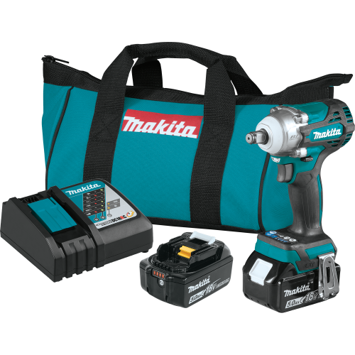 MAKITA XWT14T 18V LXT® Lithium-Ion Brushless Cordless 4-Speed 1/2" Sq. Drive Impact Wrench Kit w/ Friction Ring Anvil, var. spd., rev., L.E.D. Light, bag (5.0Ah)