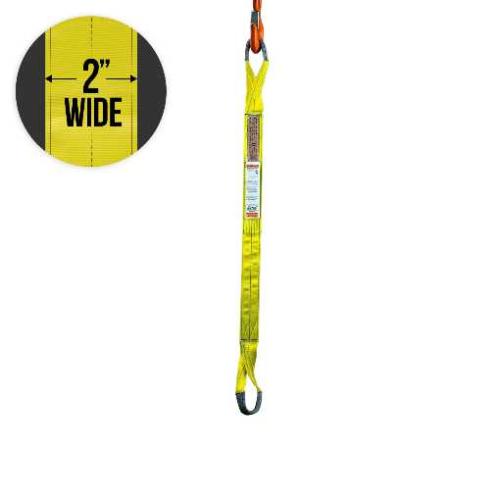 2" 2 PLY EYE/EYE NYLON WEB SLING X 4' MADE W/ YELLOW 9800 NYLON WEBBING SEW - ACS LOGO