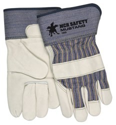 MCR COWHIDE GLOVES - WHITE/GRAY, SMALL