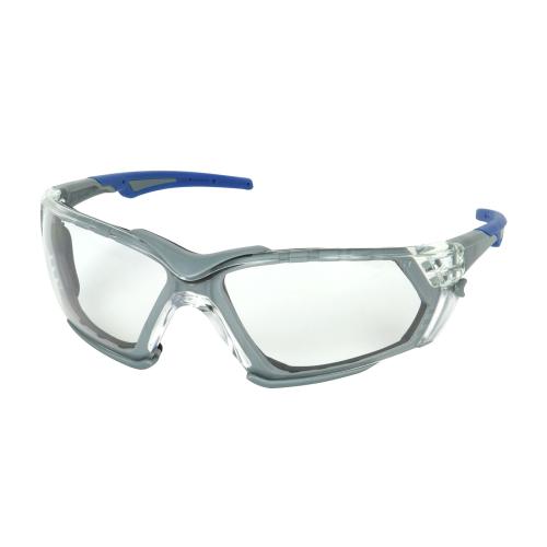 PIP-250-54-05:  Rimless Safety Glasses with Gray Frame, Clear Lens & Gray Lens, Foam Padding and Anti-Scratch / FogLess® 3Sixty™ Coating